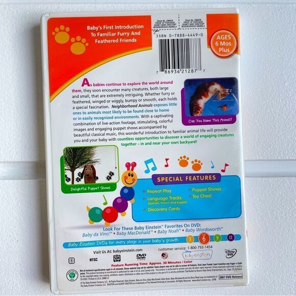 Lot of 3 Baby Einstein DVD’s Baby Galileo, Baby Neptune, & Neighborhood Animals - Picture 5 of 10